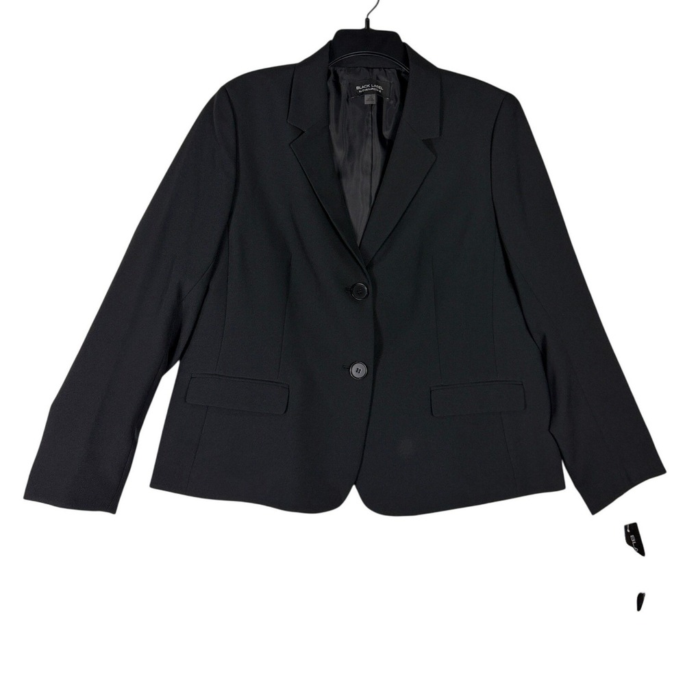 Black Label‎ by Evan-Picone Womens Black Two-Button Blazer Jacket Size 14 NWT